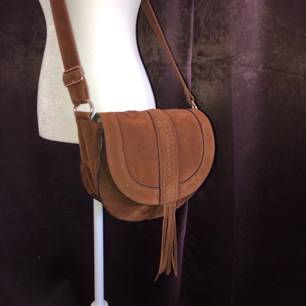 Faux Suede Saddle Bag